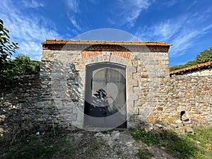 Metohi of Xiropotamou Monastery near Sarti, Greece. The main gate photo