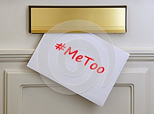 MeToo hashtag message on envelope