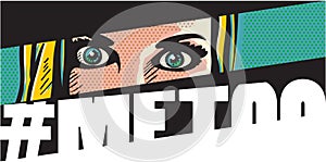 metoo. Me too movement pop art style banner with woman face