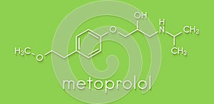Metoprolol high blood pressure drug molecule beta blocker. Skeletal formula.