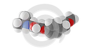 metoprolol molecule, lopressor, molecular structure, isolated 3d model van der Waals