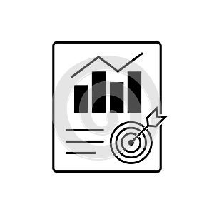 Metrics report vector icon. Document with chart symbol. Accounting concept for your web site design, logo, app, UI. illustration photo