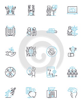 Metrics and tables linear icons set. Analytics, Metrics, Data, Table, Chart, Spreadsheet, Numbers line vector and