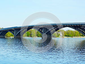 Metro Bridge across Dnipro River in Kyiv