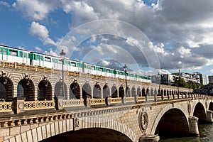 Metro crossing Bercy bridge - Paris