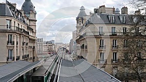 Metro entering Passy station in Paris