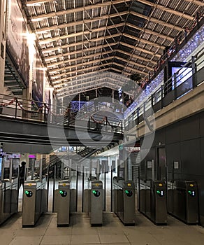 Metro fare stiles in the Gare du Nord, Paris, France