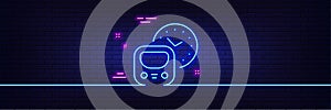 Metro line icon. Subway time schedule sign. Neon light glow effect. Vector