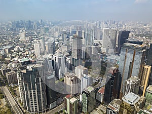 Metro Manila, Philippines - Aerial of three of the most important CBDs of Metro Manila.