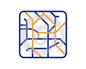 Metro map line icon. Underground subway sign. Vector