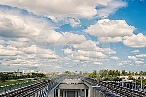 Metro rail or metro rail transit system in miami, usa. Metropolitan transport service. Public infrastructure concept photo