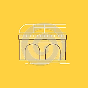 metro, railroad, railway, train, transport Flat Line Filled Icon. Beautiful Logo button over yellow background for UI and UX,