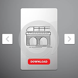 metro, railroad, railway, train, transport Line Icon in Carousal Pagination Slider Design & Red Download Button