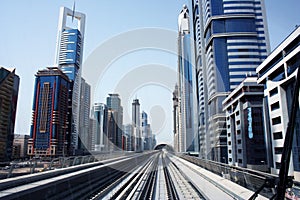 Metro railway in Dubai city photo