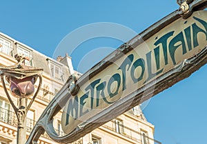 Metro sign, Paris. Underground symbol