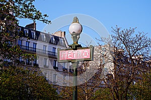 Metro sign subway in Paris