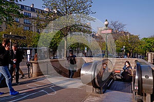 Metro sign subway in Paris