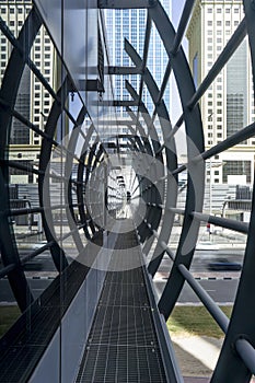 Metro station. Element of Urban Modern Architecture in Dubai, UAE, Jun.2018