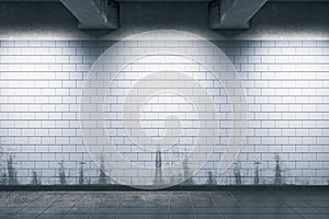 Metro station with empty wall photo