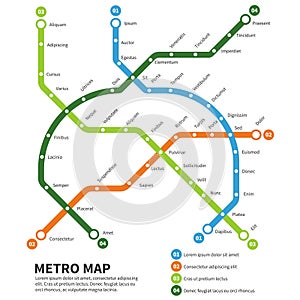 Metro, subway map vector template