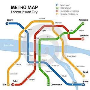Metro subway map. Vector transportation concept