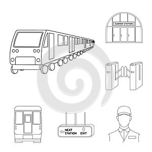 Metro, subway outline icons in set collection for design.Urban transport vector symbol stock web illustration.