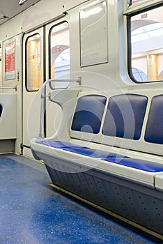 Metro subway seats with no people during lockdown