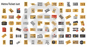 Metro Ticket Collection - Flat Design Icons