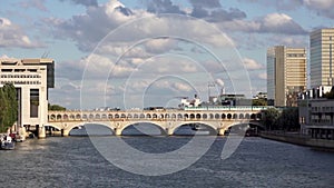 Metro traffic on the Bercy Bridge - Paris