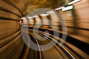 Metro train in high velocity