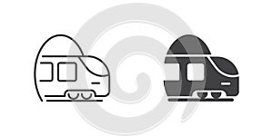 Metro train icon in flat style. Subway vector illustration on isolated background. Transport sign business concept