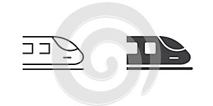 Metro train icon in flat style. Subway vector illustration on isolated background. Transport sign business concept