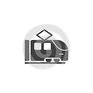 Metro train icon in flat style. Subway vector illustration on isolated background. Transport sign business concept