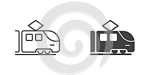 Metro train icon in flat style. Subway vector illustration on isolated background. Transport sign business concept