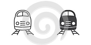 Metro train icon in flat style. Subway vector illustration on isolated background. Transport sign business concept