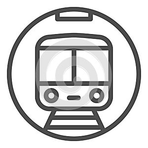 Metro train line icon, railway transport symbol, subway vector sign on white background, underground icon in outline