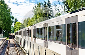 Metro train at Sognsvann Station in Oslo photo