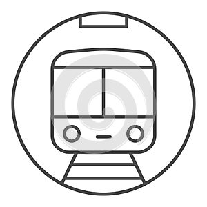 Metro train thin line icon, railway transport symbol, subway vector sign on white background, underground icon in