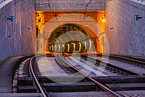 Metro Train Tunnel Entrance on the Bridge of Dom Luiz in Porto