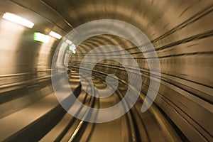 Metro tunnel, blurred motion