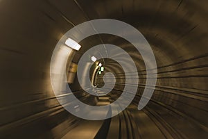 Metro tunnel, blurred motion