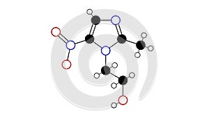 metronidazole molecule, structural chemical formula, ball-and-stick model, isolated image antiprotozoal medication photo