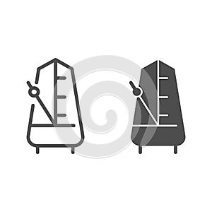 Metronome with moving pendulum line and glyph icon. Tempo vector illustration isolated on white. Musical equipment