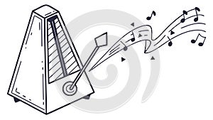 Metronome with Musical Notes, Symbolizing Rhythm, vector design Generative AI