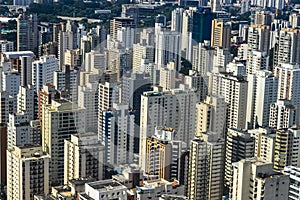 Metropole view from above. Aerial view of Sao Paulo city, Brazil.
