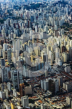 Metropole view from above. Aerial view of Sao Paulo city, Brazil.