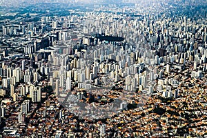 Metropole view from above. Aerial view of Sao Paulo city, Brazil.