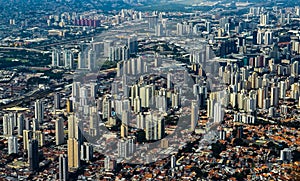 Metropole view from above. Aerial view of Sao Paulo city, Brazil.