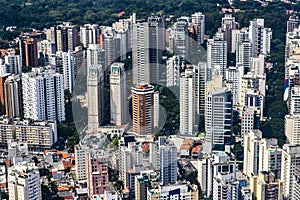 Metropole view from above. Aerial view of Sao Paulo city, Brazil.