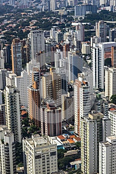 Metropole view from above. Aerial view of Sao Paulo city, Brazil.